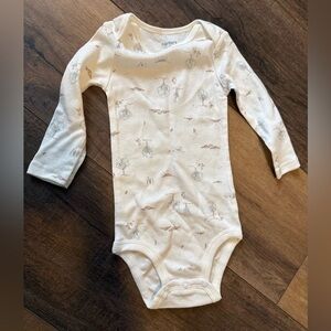 Carter's Cream Long-Sleeve Bodysuit with Subtle Nature Print